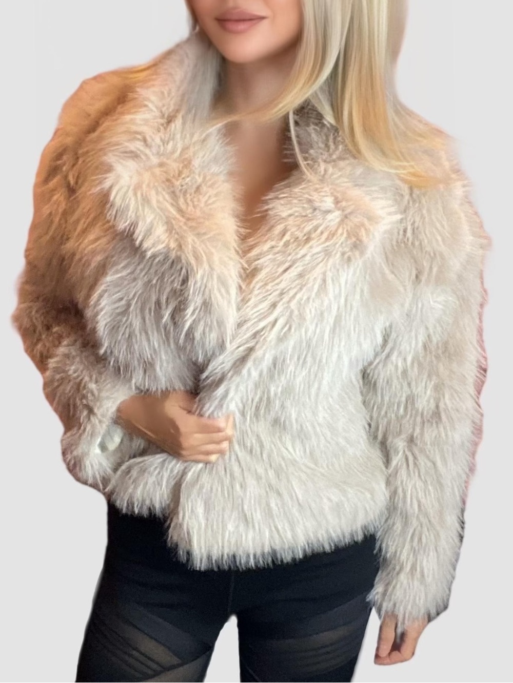 🎀🌷 Cream Beige Plush Faux Fur Open Coat 🌷🎀 NWT